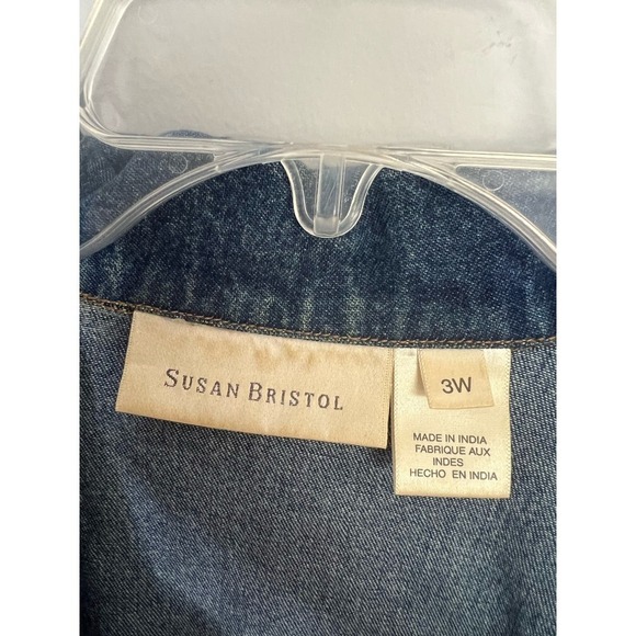 Vintage Susan Bristol Flower Embroidered Denim Jacket 3W - Picture 4 of 8